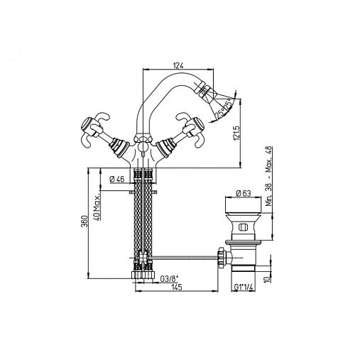 Смеситель для биде Paini Ornellaia 87CR251 Смеситель для биде Paini Ornellaia 87CR251