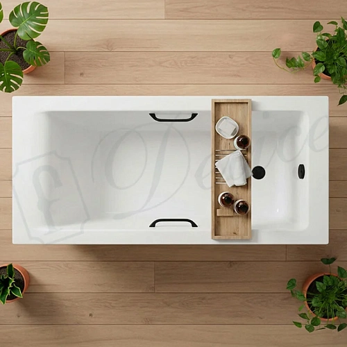 Ванна из искусственного камня Delice Diapason 150х75 DLR330014RB-G с черными ручками, глянцевая Ванна из искусственного камня Delice Diapason 150х75 DLR330014RB-G с черными ручками, глянцевая