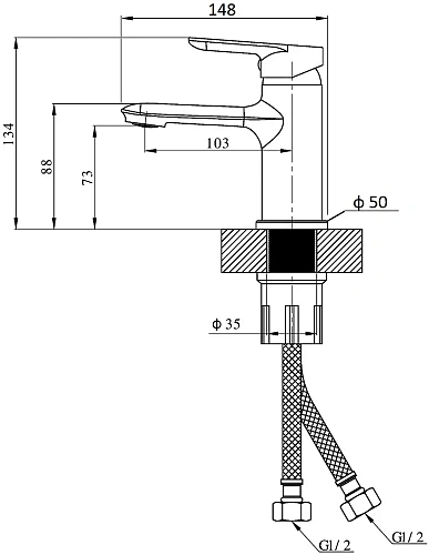 Смеситель для раковины STWORKI Алта AL-01cr 554528 Смеситель для раковины STWORKI Алта AL-01cr 554528