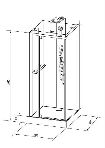 Душевая кабина Black&White G8702 (900х900х2170) 8702900 Душевая кабина Black&White G8702 (900х900х2170) 8702900