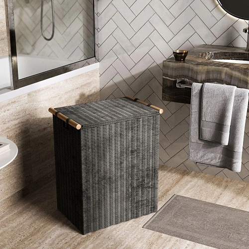 Корзина для белья WasserKRAFT Gollach WB-330-L черный Корзина для белья WasserKRAFT Gollach WB-330-L черный