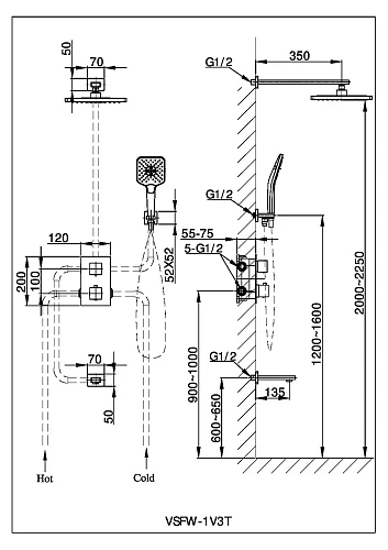 Душевая система Vincea Next VSFW-1N3TCH термостатический встраиваемая, хром Душевая система Vincea Next VSFW-1N3TCH термостатический встраиваемая, хром