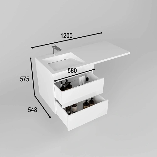 Тумба под раковину Style Line Даллас ЛЕОН 120, Люкс белая, PLUS подвесная СС-00002440 Тумба под раковину Style Line Даллас ЛЕОН 120, Люкс белая, PLUS подвесная СС-00002440