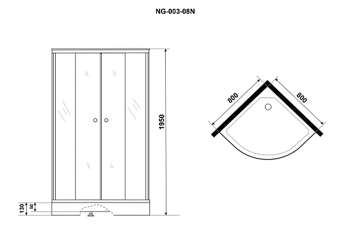 Душевой уголок Niagara Eco NG-003-14 (800х800х1950) низкий поддон стекло матовое _0031422 Душевой уголок Niagara Eco NG-003-14 (800х800х1950) низкий поддон стекло матовое _0031422