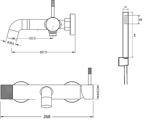 Смеситель для ванны Boheme Uno 463-NB Nikel Brush Смеситель для ванны Boheme Uno 463-NB Nikel Brush