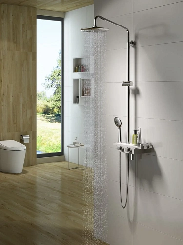 Душевая система Lemark Tropic LM7008С термостатическая, хром/белый Душевая система Lemark Tropic LM7008С термостатическая, хром/белый