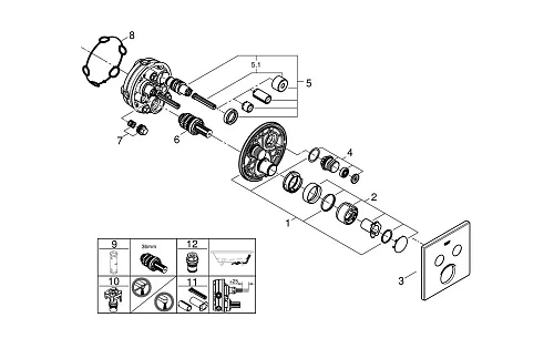 Смеситель для душа GROHE Grohtherm SmartControl на 2 выхода, хром (29148000) внешняя часть Смеситель для душа GROHE Grohtherm SmartControl на 2 выхода, хром (29148000) внешняя часть