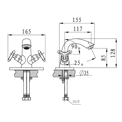 Смеситель для раковины Kaiser Trio 57011 Смеситель для раковины Kaiser Trio 57011