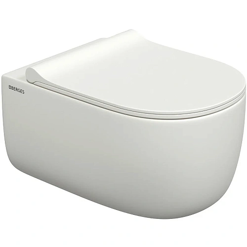 Унитаз подвесной BERGES EGO XL Rimless сиденье EGO XL Slim SO матовый белый, микролифт , быстросъемн 082228 Унитаз подвесной BERGES EGO XL Rimless сиденье EGO XL Slim SO матовый белый, микролифт , быстросъемн 082228