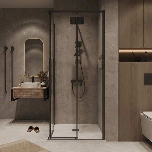 Душевая дверь GROSSMAN Galaxy 1/2.K33.01.12.21.00 (120x195) черный матовый, стекло прозрачное Душевая дверь GROSSMAN Galaxy 1/2.K33.01.12.21.00 (120x195) черный матовый, стекло прозрачное