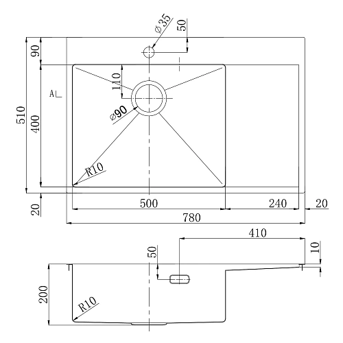 Кухонная мойка Lemark KEZADRA 780L из нержавеющей стали, с крылом (чаша слева), светлое золото 9938150 Кухонная мойка Lemark KEZADRA 780L из нержавеющей стали, с крылом (чаша слева), светлое золото 9938150