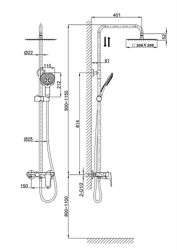 Душевая система D&K Reisling Rhein DA1273701B03 Душевая система D&K Reisling Rhein DA1273701B03