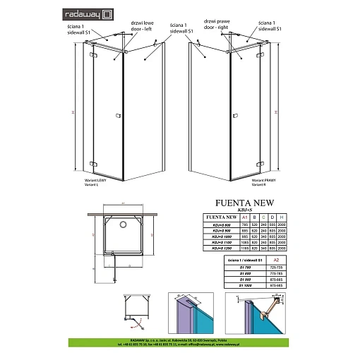 Душевая дверь Radaway Fuenta New KDJ+S 80R 384021-01-01R Душевая дверь Radaway Fuenta New KDJ+S 80R 384021-01-01R