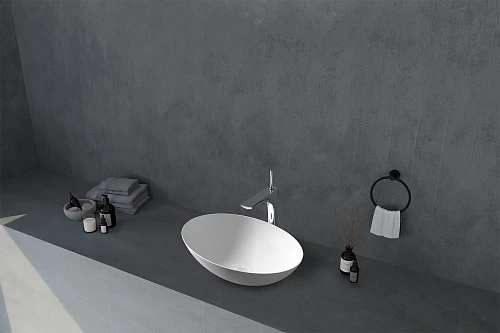 Раковина ABBER Stein AS2609 накладная, белая матовая Раковина ABBER Stein AS2609 накладная, белая матовая