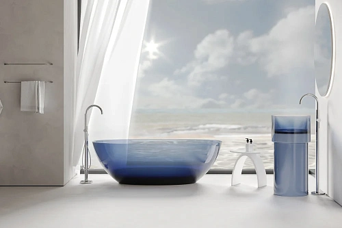 Ванна отдельностоящая ABBER Kristall AT9701Saphir прозрачная синяя Ванна отдельностоящая ABBER Kristall AT9701Saphir прозрачная синяя