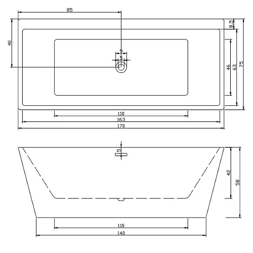 Ванна отдельностоящая Ceruttispa LUGANO CT9344 170х750х580 акриловая Ванна отдельностоящая Ceruttispa LUGANO CT9344 170х750х580 акриловая