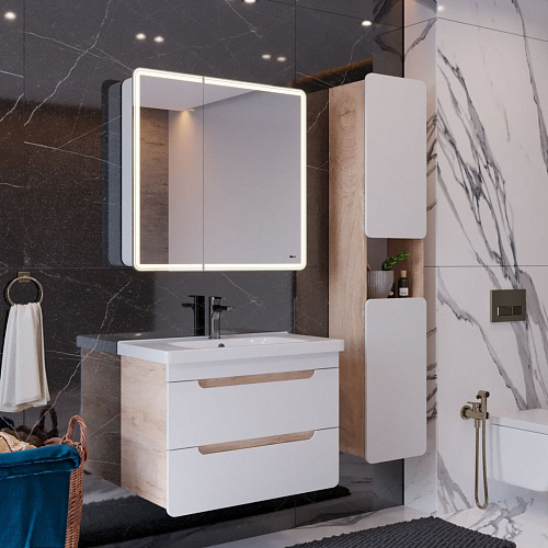 Шкаф-пенал Lemark OLIVIA 35 см подвесной/напольный, левый/правый, дуб кантри/белый LM08OL35P Шкаф-пенал Lemark OLIVIA 35 см подвесной/напольный, левый/правый, дуб кантри/белый LM08OL35P