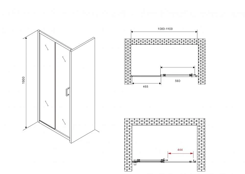 Душевая дверь ABBER Schwarzer Diamant AG30110B5 110 см универсальная, профиль черный, стекло прозрачное Душевая дверь ABBER Schwarzer Diamant AG30110B5 110 см универсальная, профиль черный, стекло прозрачное