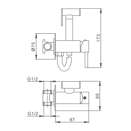 Гигиенический душ Splenka S99.52.06 встраиваемый, черный Гигиенический душ Splenka S99.52.06 встраиваемый, черный