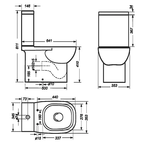 Унитаз напольный Sanita Luxe Quadro QDRSLCC01040522 компакт Унитаз напольный Sanita Luxe Quadro QDRSLCC01040522 компакт