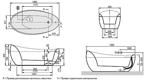Ванна квариловая Villeroy & Boch Aveo New Generation 190 x 95 см UBQ194AVE9W1V-01 Ванна квариловая Villeroy & Boch Aveo New Generation 190 x 95 см UBQ194AVE9W1V-01