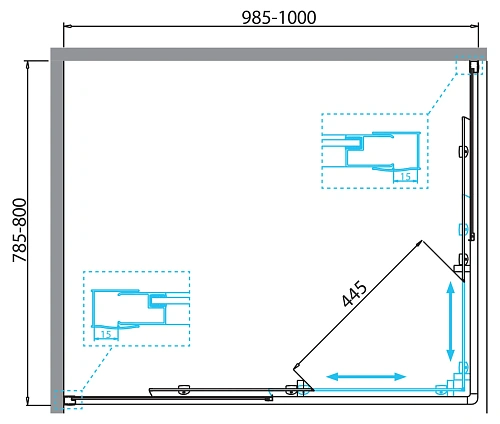 Душевой уголок BelBagno DUE-AH-2-100/80-C-Cr 100x80 см, профиль хром, стекло прозрачное Душевой уголок BelBagno DUE-AH-2-100/80-C-Cr 100x80 см, профиль хром, стекло прозрачное