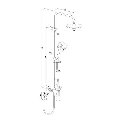 Душевая система со смесителем-полкой Damixa Apollo DX220910300 Душевая система со смесителем-полкой Damixa Apollo DX220910300