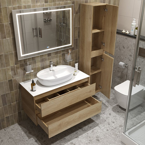 Тумба со столешницей и раковиной BelBagno KRAFT 100 kraft100rnn-kepbo-1346-set подвесная KRAFT100RNN-KEPBO-1346-SET Тумба со столешницей и раковиной BelBagno KRAFT 100 kraft100rnn-kepbo-1346-set подвесная KRAFT100RNN-KEPBO-1346-SET