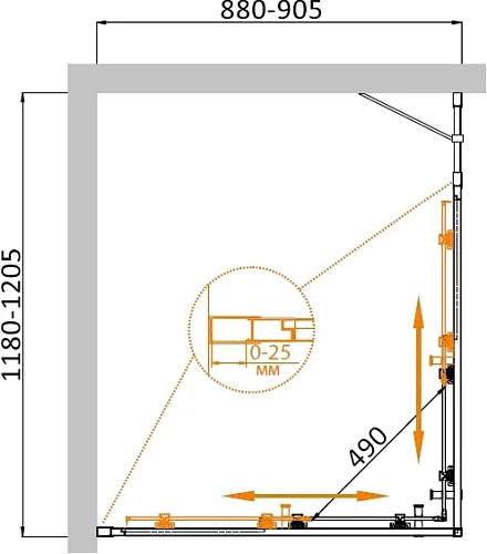 Душевой уголок CEZARES MOLVENO-AH-21-90+30-C-BORO-IV цвет профиля брашированное золото стекло прозрачное 1200x900 мм Душевой уголок CEZARES MOLVENO-AH-21-90+30-C-BORO-IV цвет профиля брашированное золото стекло прозрачное 1200x900 мм