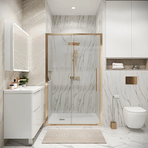 Душевая дверь GROSSMAN Cosmo 100.K33.02.100.32.00 (100x195) золото сатин, стекло прозрачное Душевая дверь GROSSMAN Cosmo 100.K33.02.100.32.00 (100x195) золото сатин, стекло прозрачное