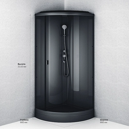 Душевая кабина AM.PM Gem W90C-401-090BT 90x90 профиль черный, стекло прозрачное Душевая кабина AM.PM Gem W90C-401-090BT 90x90 профиль черный, стекло прозрачное