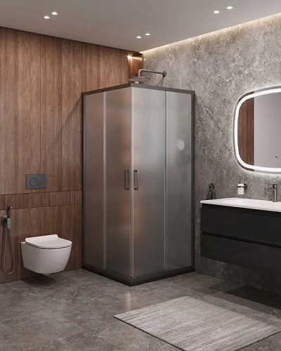 Душевой уголок CEZARES MOLVENO-A-2-90-P-GM цвет профиля оружейная сталь стекло рифленое 900x900 мм Душевой уголок CEZARES MOLVENO-A-2-90-P-GM цвет профиля оружейная сталь стекло рифленое 900x900 мм