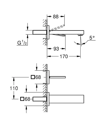 Смеситель для раковины GROHE Eurocube Joy на 2 отверстия (излив 170 мм), хром (19997000) внешняя час Смеситель для раковины GROHE Eurocube Joy на 2 отверстия (излив 170 мм), хром (19997000) внешняя час