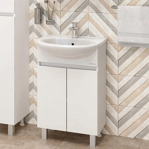 Тумба под раковину Onika Милтон 60 см 106146 напольная, белая (для Уют 60) Тумба под раковину Onika Милтон 60 см 106146 напольная, белая (для Уют 60)