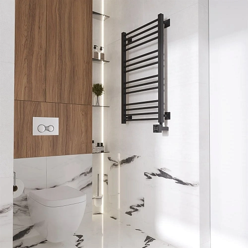 Полотенцесушитель электрический EWRIKA Кассандра Pt 90x50 R, черный матовый 510453 Полотенцесушитель электрический EWRIKA Кассандра Pt 90x50 R, черный матовый 510453