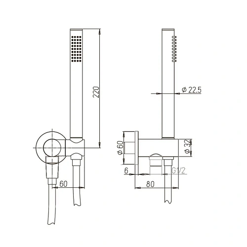 Душевой гарнитур Paini 53YO440TTAS черный Душевой гарнитур Paini 53YO440TTAS черный