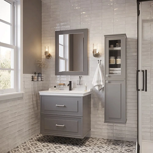 Комплект мебели STWORKI Хадстен 80 cерая, в стиле прованс, подвесная, российская (гарнитур, комплект 540921 Комплект мебели STWORKI Хадстен 80 cерая, в стиле прованс, подвесная, российская (гарнитур, комплект 540921