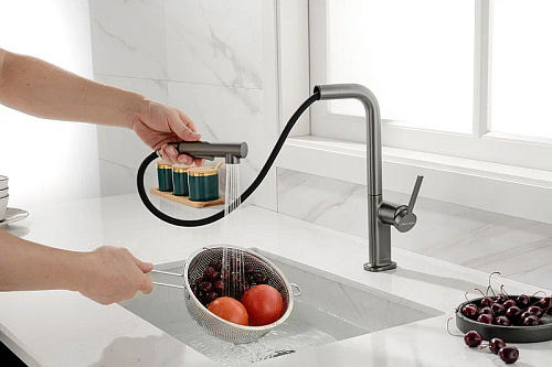 Смеситель для кухни Paulmark NEO вороненая сталь Ne214419-GM Смеситель для кухни Paulmark NEO вороненая сталь Ne214419-GM