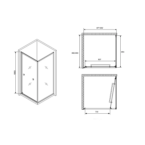 Душевой уголок ABBER Schwarzer Diamant AG0A090B Душевой уголок ABBER Schwarzer Diamant AG0A090B