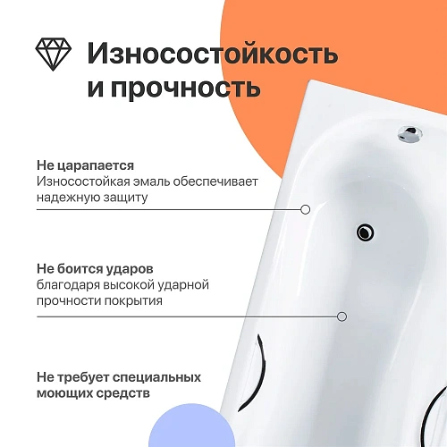 Ванна чугунная DIWO Ярославль 150x75 с ручками 566391 Ванна чугунная DIWO Ярославль 150x75 с ручками 566391