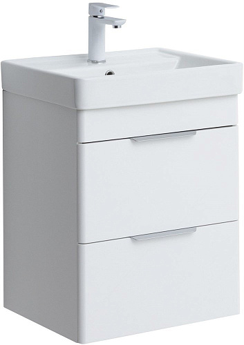 Тумба под раковину Aquanet Ирис new 50 белый глянец (2 ящика) 00310143 Тумба под раковину Aquanet Ирис new 50 белый глянец (2 ящика) 00310143