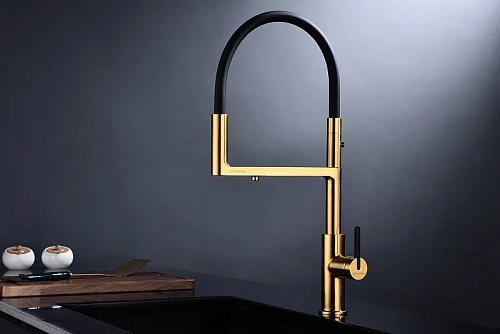 Смеситель для кухни Paulmark Tornado брашированное золото To213402-BG Смеситель для кухни Paulmark Tornado брашированное золото To213402-BG