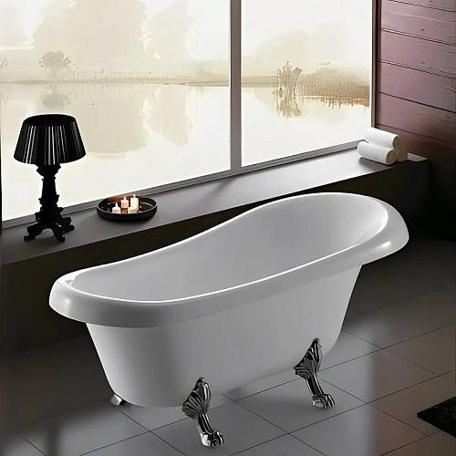 Ванна отдельностоящая Ceruttispa CLASSIC 150 CT9323 1570x770x740 акриловая, на львиных алюминиевых лапах хром Ванна отдельностоящая Ceruttispa CLASSIC 150 CT9323 1570x770x740 акриловая, на львиных алюминиевых лапах хром