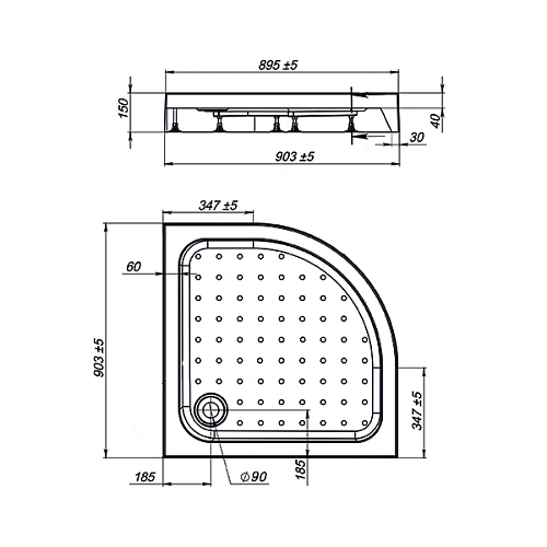 Душевой поддон Vincea VST-3AQ-9090, 900x900x150 Душевой поддон Vincea VST-3AQ-9090, 900x900x150