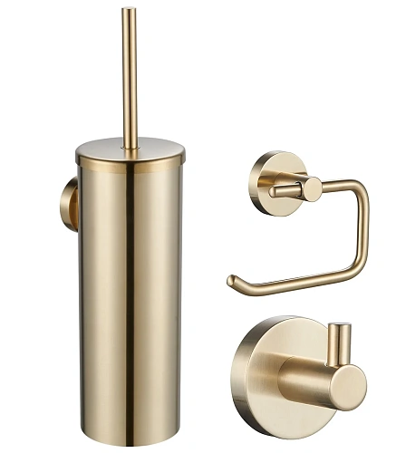 Комплект аксессуаров Wonzon & Woghand брашированное золото (WW-8100-G) из 3 предметов (крючок, держатель для бумаги, ершик) Комплект аксессуаров Wonzon & Woghand брашированное золото (WW-8100-G) из 3 предметов (крючок, держатель для бумаги, ершик)