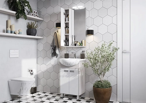 Зеркальный шкаф Aquaton Бекка PRO 50 белый, дуб сомерсет 1A214502BAC20 Зеркальный шкаф Aquaton Бекка PRO 50 белый, дуб сомерсет 1A214502BAC20