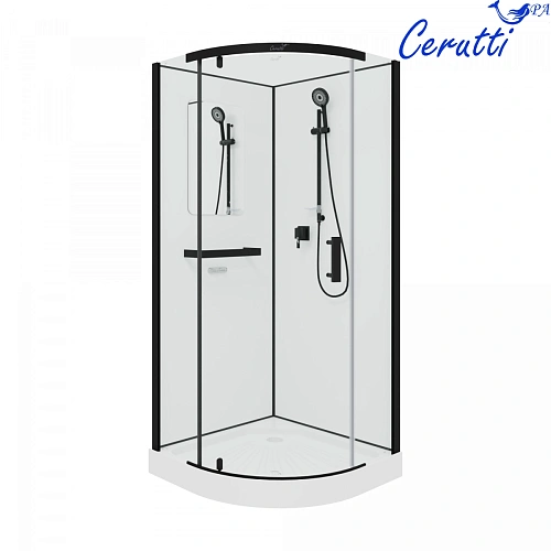 Душевая кабина Ceruttispa KORRA90B 90x90x205 профиль черный, стекло прозрачное Душевая кабина Ceruttispa KORRA90B 90x90x205 профиль черный, стекло прозрачное