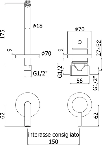 Смеситель для раковины Paffoni Light LIG006BO70 (с внутренней частью) Смеситель для раковины Paffoni Light LIG006BO70 (с внутренней частью)