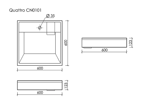 Раковина Ceramica Nova Quattro CN0101 над стиральной машиной 600x600x123 мм белый Раковина Ceramica Nova Quattro CN0101 над стиральной машиной 600x600x123 мм белый