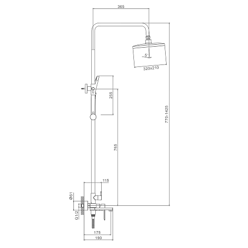 Душевая система Splenka S06.24.09, графит Душевая система Splenka S06.24.09, графит